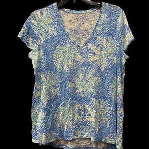 Lilly Pulitzer Etta Vneck Palm print T shirt Size L